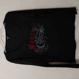Cate "Merry Christmas" Women's Size Large Long Sleeve Tee